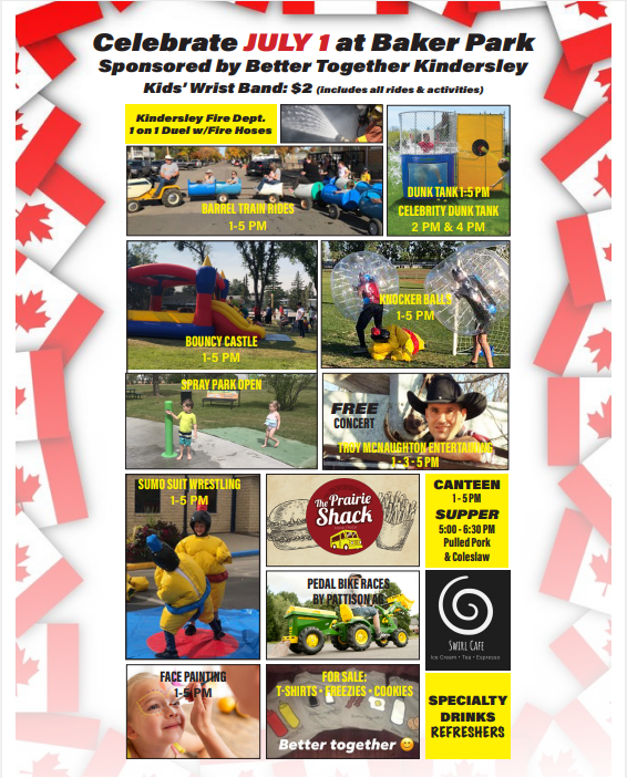 Canada Day fun happening at Baker Park in Kindersley